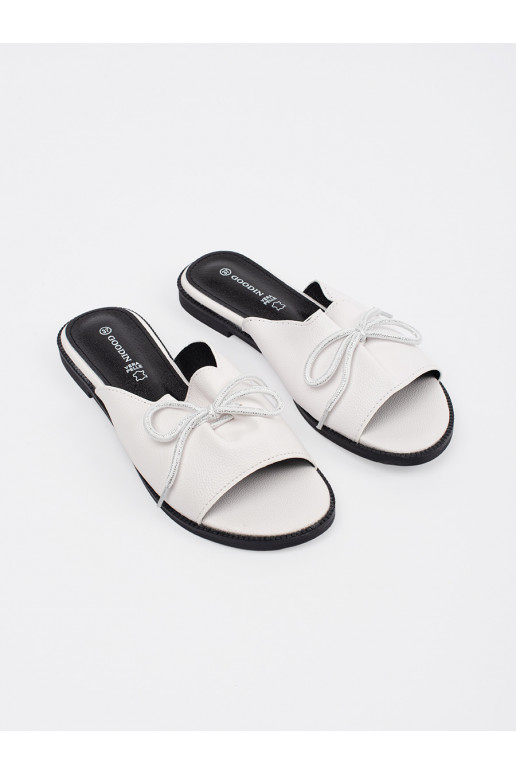 cor branca Chinelos płaksie com um arco cor branca Chinelos płaksie com um arco