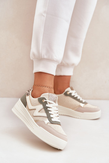 tênis Feminino com uma plataforma com padrões de pele de leopardo cor verde Lorori 2