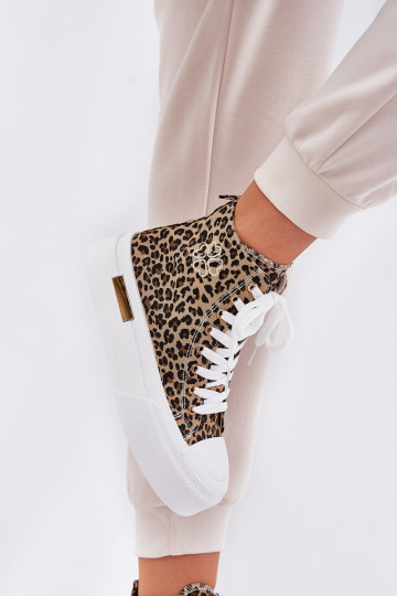 sapatos de lazer com sola Feminino com padrões de pele de leopardo com uma plataforma cor marrom Laviriona 2