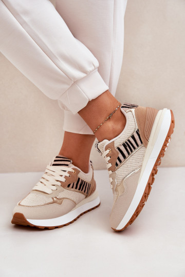 Batelas esportivo feminino com plataforma Zebra na cor areia Davinara