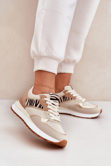 Batelas esportivo feminino com plataforma Zebra na cor areia Davinara 2
