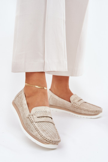 Mocassim Feminino em Couro Ecológico em Cor Dourada Bralithia