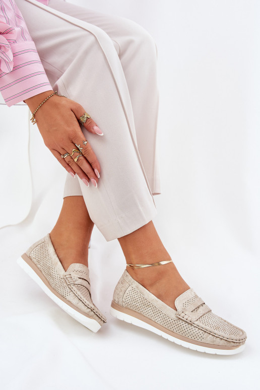 Mocassim Feminino em Couro Ecológico em Cor Dourada Bralithia