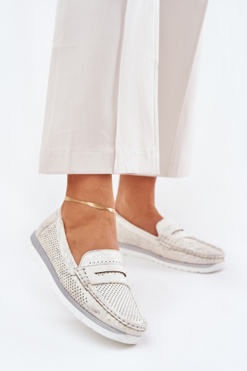 Mocassim feminino em couro ecológico prata Bralithia 2