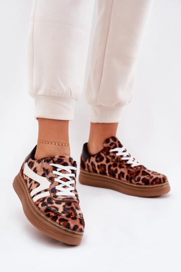 Ténis modelo feminino com plataforma em estampa de pele de leopardo na cor marrom Totter 2