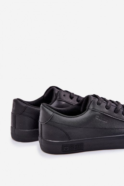 Tem que sercho À modalo clássico tênis de sola plana de couro ecológico Big Star NN174252 cor preta