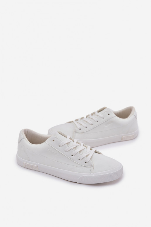 Tem que sercho À modalo clássico tênis de sola plana de couro ecológico Big Star NN174250 cor branca