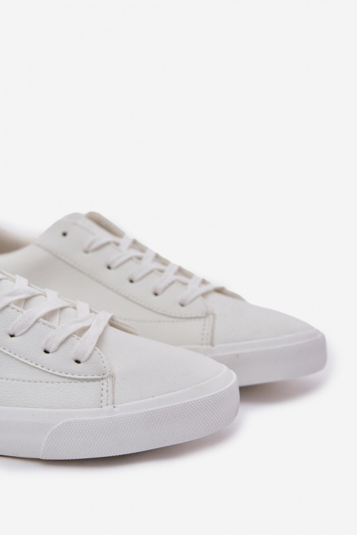 Tem que sercho À modalo clássico tênis de sola plana de couro ecológico Big Star NN174250 cor branca