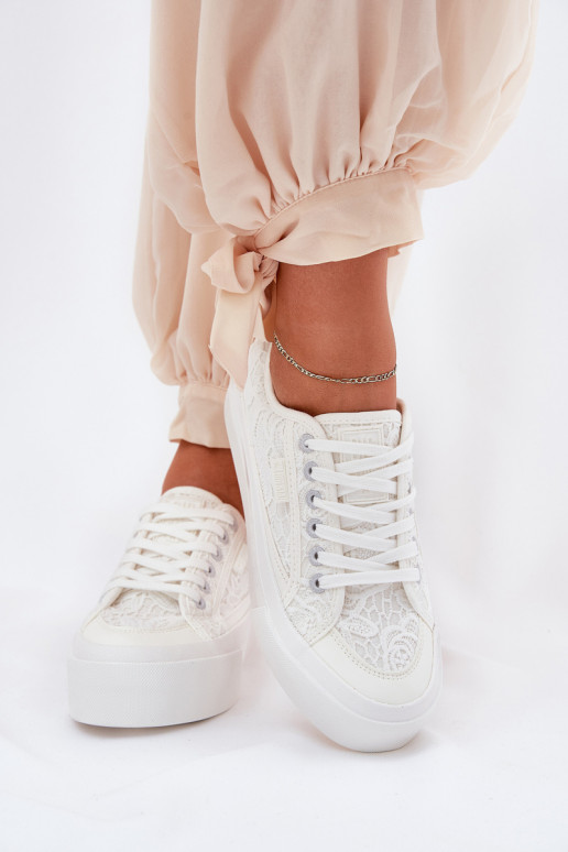 com motivos de renda Sapatos de lazer Big Star RR274747 cor branca com motivos de renda Sapatos de lazer Big Star RR274747 cor branca