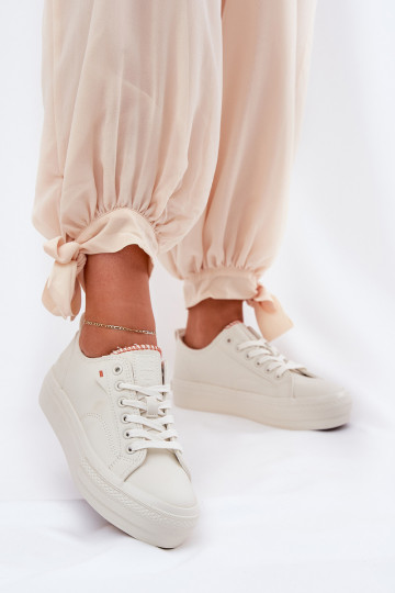 Tênis Casual com plataforma em couro ecológico Big Star RR274A297 IVORY