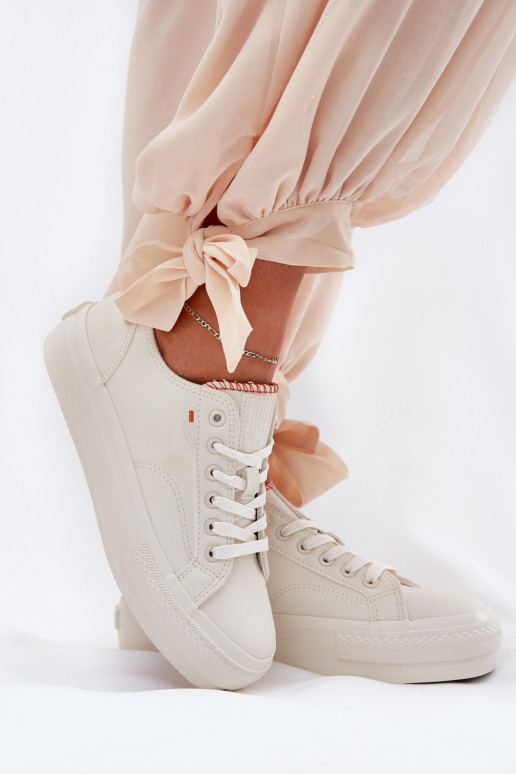 Sapatos de lazer com uma plataforma de couro ecológico Big Star RR274A297 cor de marfim