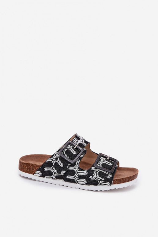 Chinelos femininos com fivelas E brilho S.Barski RB51-006 cor preta Chinelos femininos com fivelas E brilho S.Barski RB51-006 cor preta