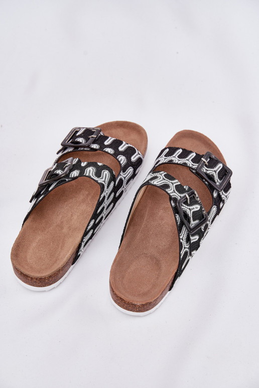 Chinelos femininos com fivelas E brilho S.Barski RB51-006 cor preta Chinelos femininos com fivelas E brilho S.Barski RB51-006 cor preta