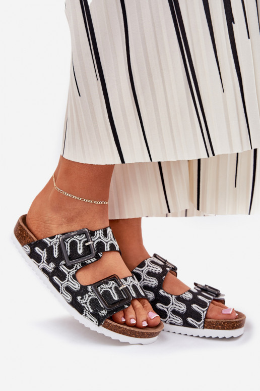 Chinelos femininos com fivelas E brilho S.Barski RB51-006 cor preta Chinelos femininos com fivelas E brilho S.Barski RB51-006 cor preta