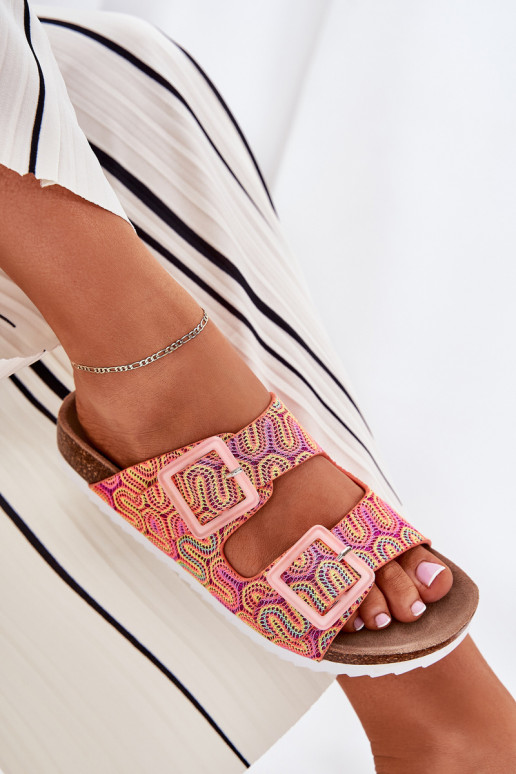 Chinelos femininos com fivelas E brilho S.Barski RB51-006 cor laranja Chinelos femininos com fivelas E brilho S.Barski RB51-006 cor laranja