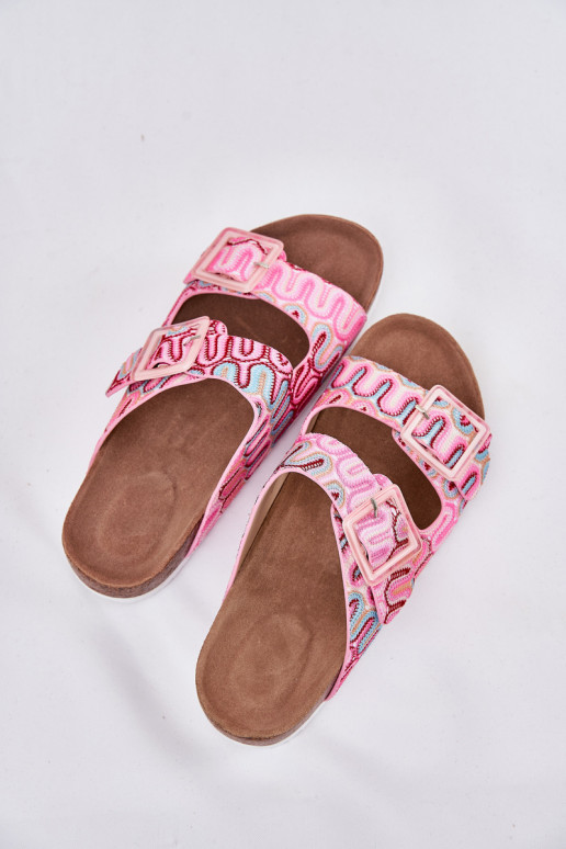 Chinelos femininos com fivelas E brilho S.Barski RB51-006 cor rosa Chinelos femininos com fivelas E brilho S.Barski RB51-006 cor rosa