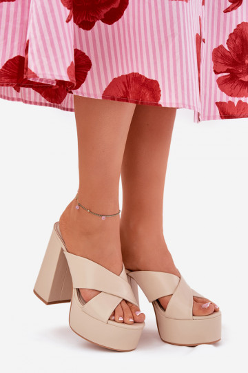 Chinelos femininos com uma plataforma I Registro bege Lenobos 2