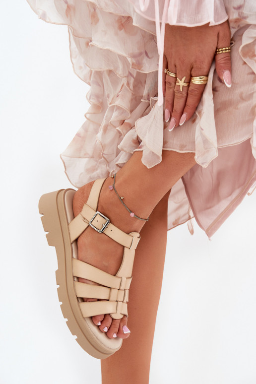 Eko Sandálias femininas Feminino com uma plataforma bege Nendales Eko Sandálias femininas Feminino com uma plataforma bege Nendales