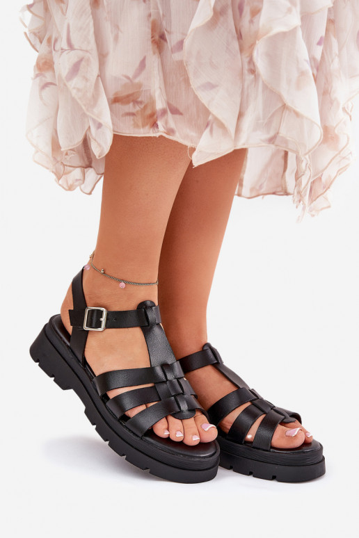 Eko Sandálias femininas Feminino com uma plataforma cor preta Nendales Eko Sandálias femininas Feminino com uma plataforma cor preta Nendales