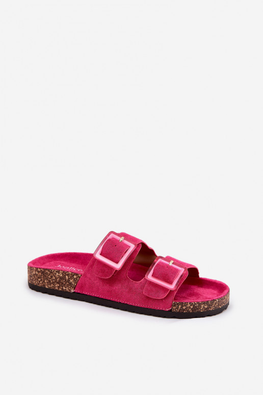 Chinelos femininos com fivelas Com sola de cortiça cor rosa com coraçõesle Chinelos femininos com fivelas Com sola de cortiça cor rosa com coraçõesle
