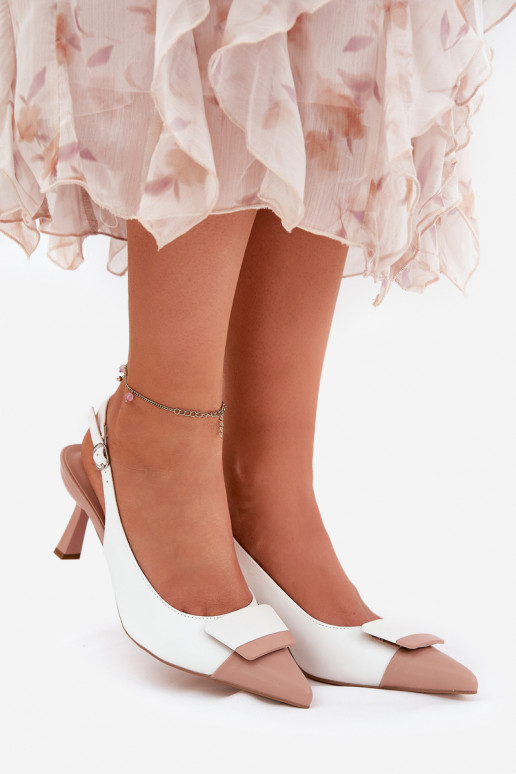 Estilo elegante sapatos de salto alto com enfeites Eko Pele cor branca Ottoles