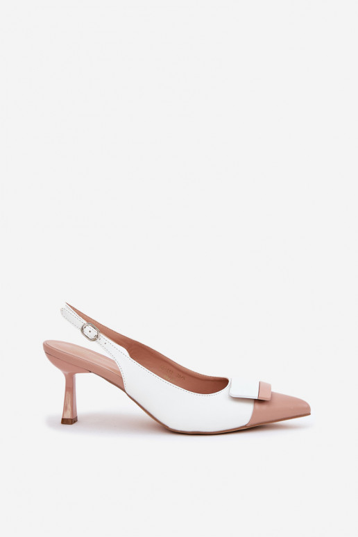 Estilo elegante sapatos de salto alto com enfeites Eko Pele cor branca Ottoles