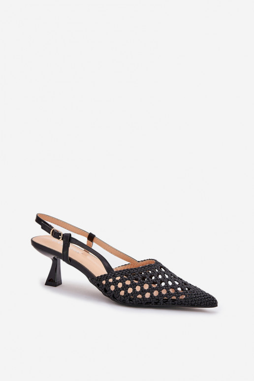 sapatos de salto alto Ze Szpiczastym Noskiem I Odkrytą Piętą cor preta Umirana sapatos de salto alto Ze Szpiczastym Noskiem I Odkrytą Piętą cor preta Umirana