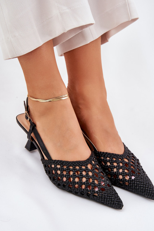 sapatos de salto alto Ze Szpiczastym Noskiem I Odkrytą Piętą cor preta Umirana sapatos de salto alto Ze Szpiczastym Noskiem I Odkrytą Piętą cor preta Umirana