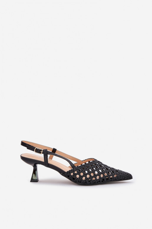 sapatos de salto alto Ze Szpiczastym Noskiem I Odkrytą Piętą cor preta Umirana sapatos de salto alto Ze Szpiczastym Noskiem I Odkrytą Piętą cor preta Umirana