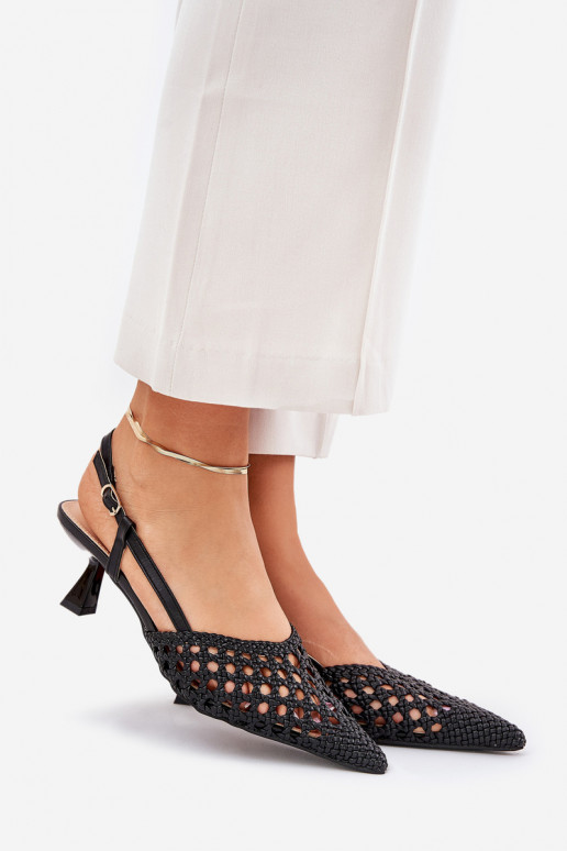 sapatos de salto alto Ze Szpiczastym Noskiem I Odkrytą Piętą cor preta Umirana sapatos de salto alto Ze Szpiczastym Noskiem I Odkrytą Piętą cor preta Umirana