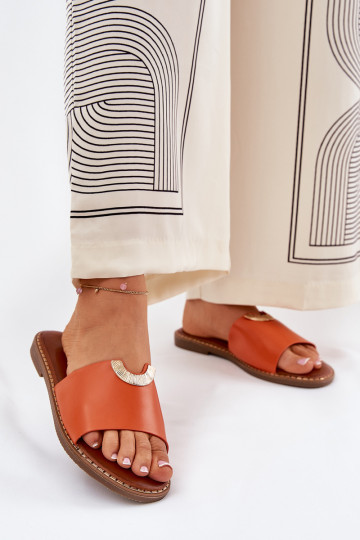 Chinelos femininos Eko Pele Com decoraçõesi Detalami cor laranja Mevith 2