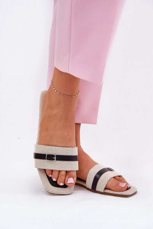 isósceles Chinelos femininos com alças I com fivelas bege-cor preta Zilina