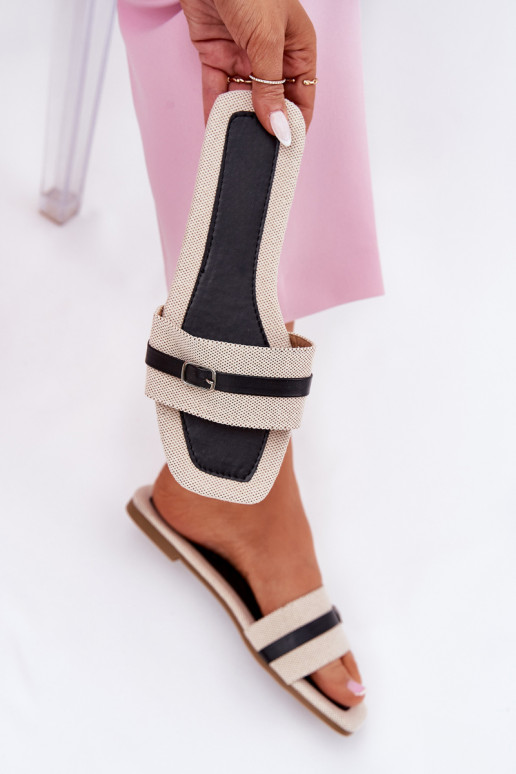 isósceles Chinelos femininos com alças I com fivelas bege-cor preta Zilina