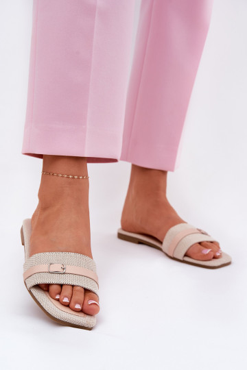 chinelo feminino com tiras e fivela na cor areia Zilina