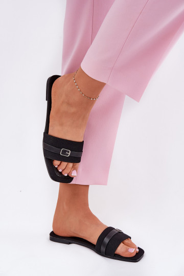 chinelo feminino com tiras e fivela na cor preto Zilina 2