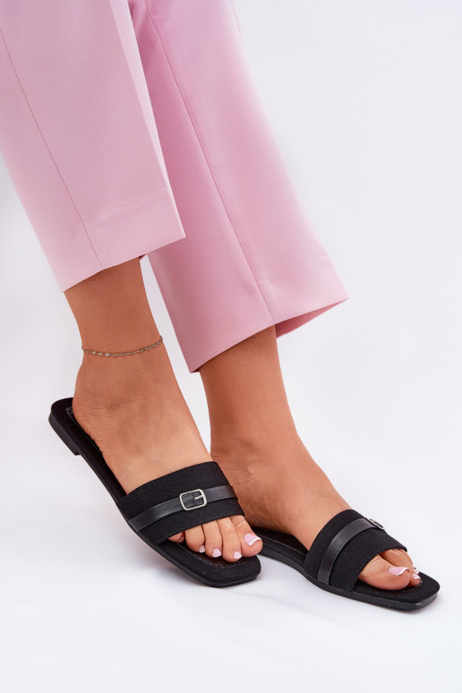 isósceles Chinelos femininos com alças I com fivelas cor preta Zilina