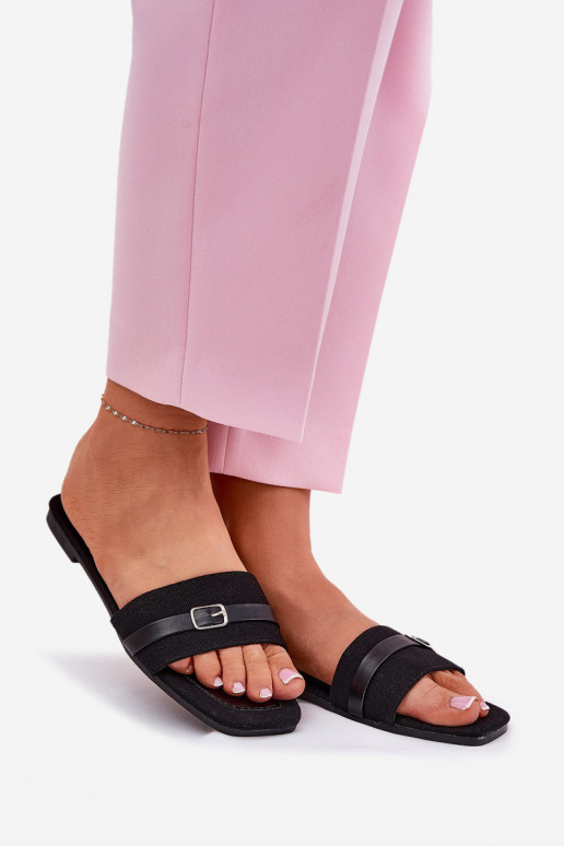 isósceles Chinelos femininos com alças I com fivelas cor preta Zilina