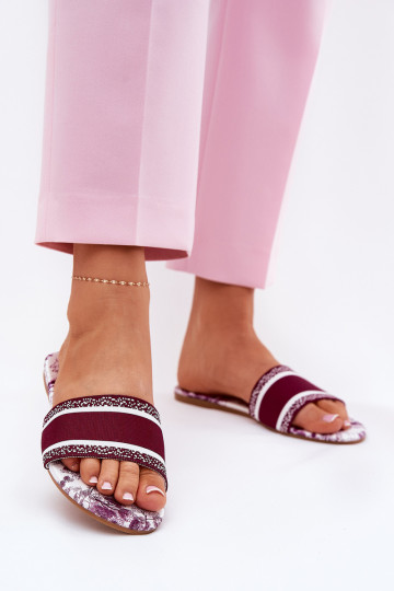 chinelo feminino estampado na cor bordô Leysi 2