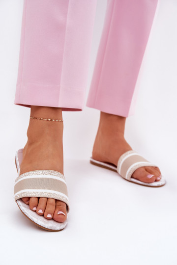 chinelo feminino estampado na cor areia Leysi 2