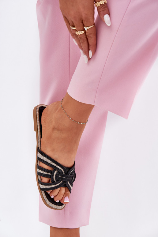 Chinelos Apartamento feminino Z Przeplatającymi Się Paskami cor preta Acimine