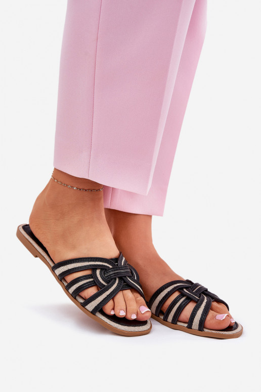 Chinelos Apartamento feminino Z Przeplatającymi Się Paskami cor preta Acimine