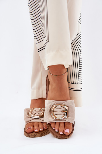 isósceles Chinelos femininos Com decorações Detalem bege Nellodra