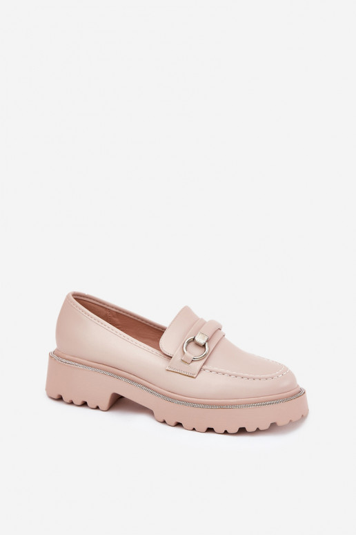 mocassins femininos Decorado Cyrkoniami bege Patina