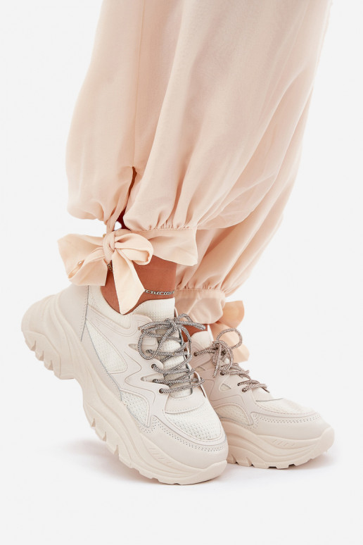 À modalo de tênis Feminino com uma plataforma Ozdobnym Amarrandom bege Evalianne