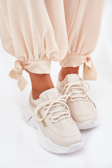 À modalo de tênis tênis Feminino Em uma sola grossa bege Lerila