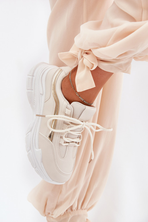 À modalo de tênis tênis Feminino Em uma sola grossa bege Lerila