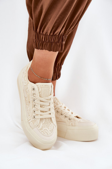 com motivos de renda Sapatos de lazer Big Star RR274746 bege 2