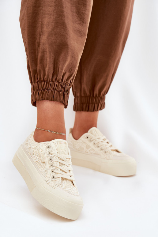 com motivos de renda Sapatos de lazer Big Star RR274746 bege