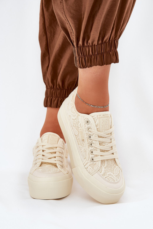 com motivos de renda Sapatos de lazer Big Star RR274746 bege