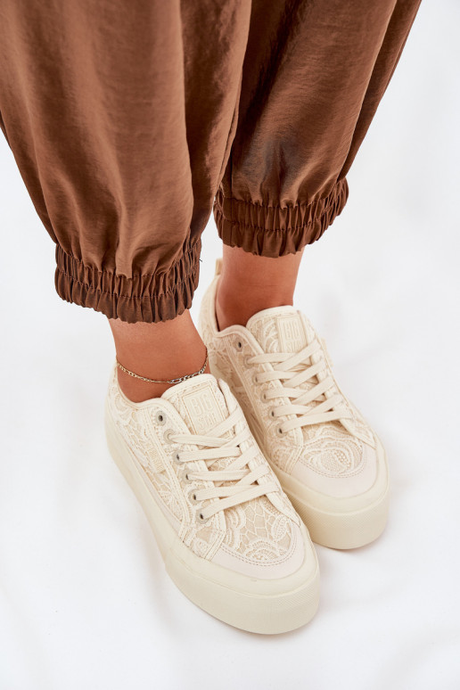com motivos de renda Sapatos de lazer Big Star RR274746 bege